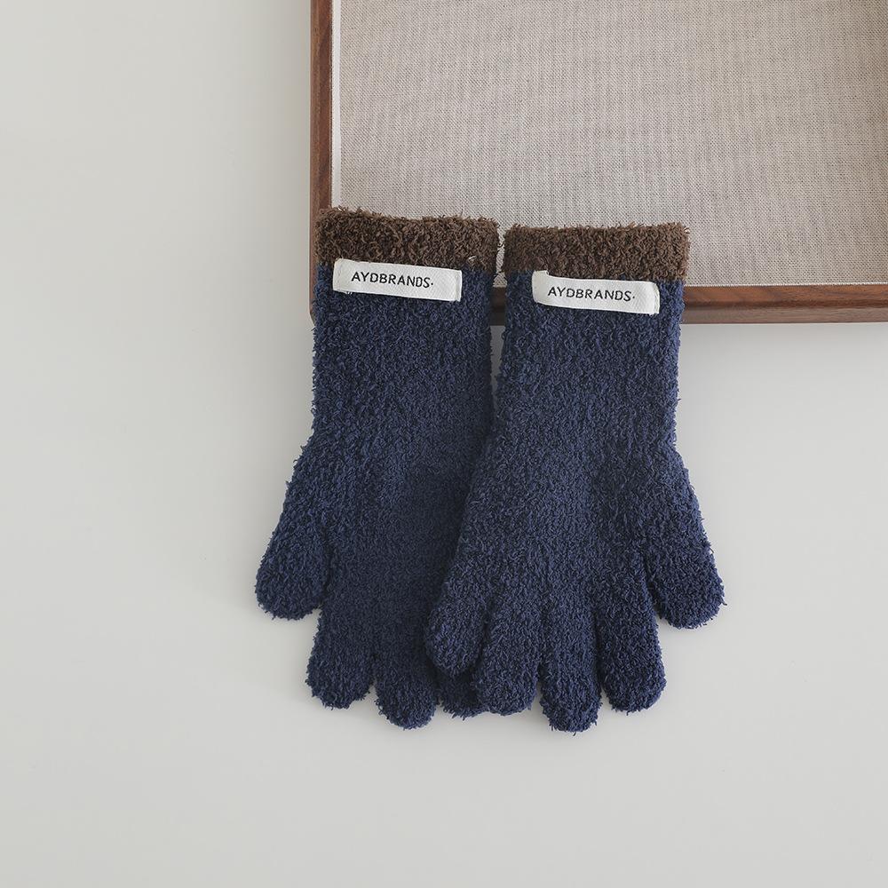 Children Gloves New Winter Lovely Coral Fleece Patchwork Letter Warm Baby Mittens Soft Full Finger Gloves Autumn Kids Gloves