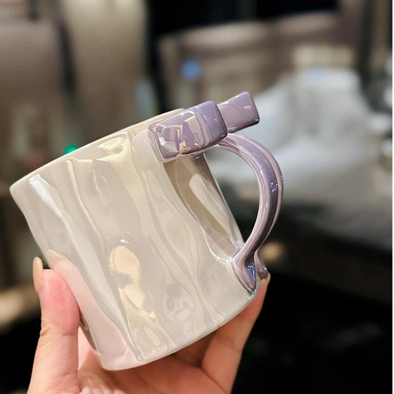 Korean Style Bow Handle Coffee Mug – Aesthetic Water Cup for Women and Girls