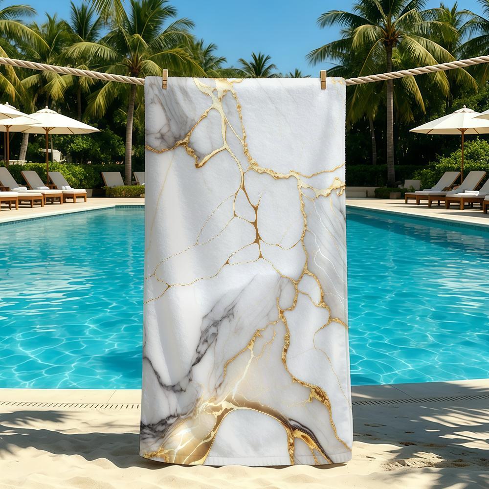Marble Pattern Towel For Outdoor Camping Beach Towel Super Absorbent Quick-Drying Summer Towel