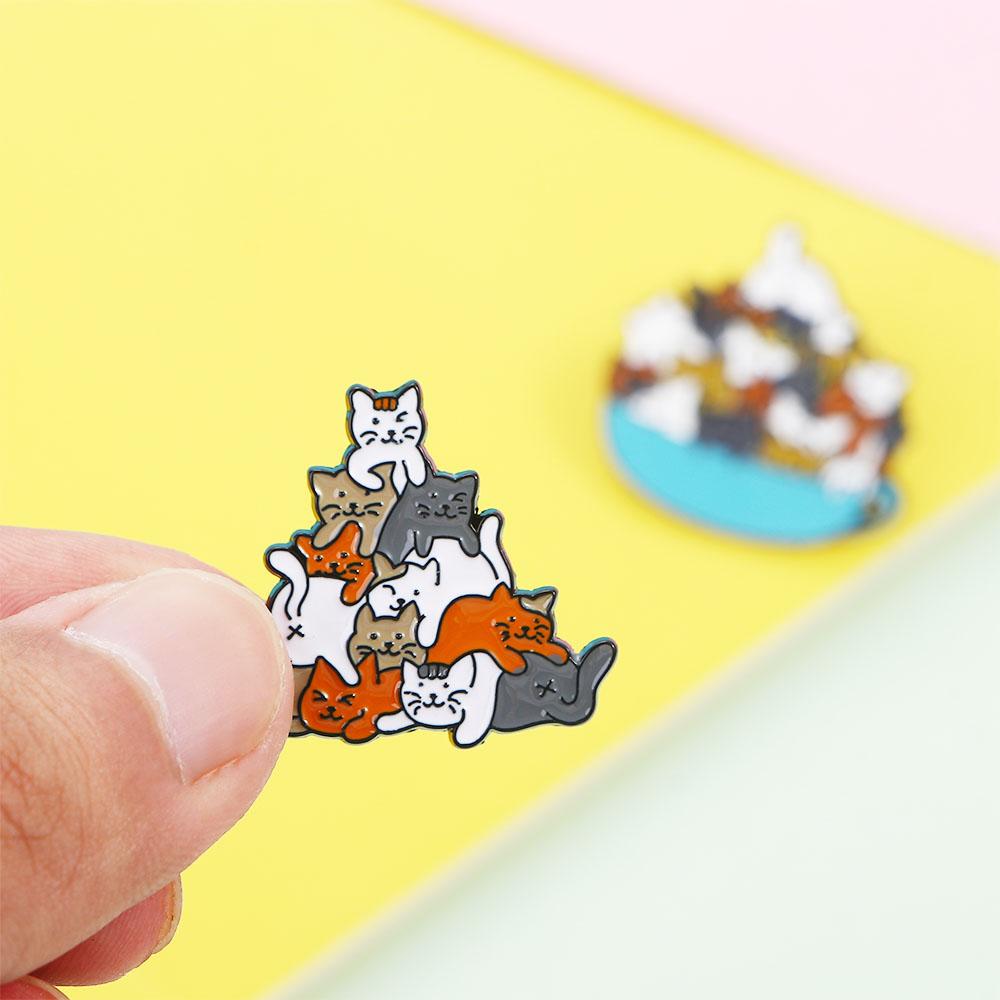 A Cup of Cats Mug Coffee Cup Jewelry Accessories Lapel Brooch Enamel Pin Cat Brooch Brooches Pin