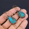 Tibetan Turquoise Earrings Gemstone Jewelry, 999 Copper Wire Wrapped Handmade Earrings, Latest Design Jewelry