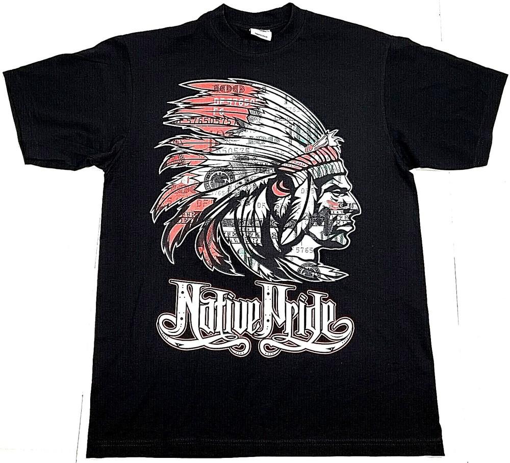 Футболка NATIVE PRIDE с изображением воина коренных американцев 100% Хлопок Мужская Черная Новая Унисекс Футболка XXL