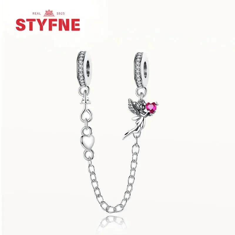 Coração Estrela de Cobre e Flor da Lua Corrente de Segurança para Mulheres Joia Fina Usável Presente Pulseira Original Contas DIY