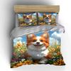 Cute Corgi In Vibrant Flower Field Duvet Cover Set With 3D Printing Design Soft Polyester Bedding Set All-Season Comfort