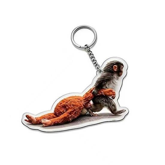 1/5Pcs Keychain Pendant 2D Printed Monkey Design Charm Bag Strap Keychain Backpack Purse Car Keys Accessory