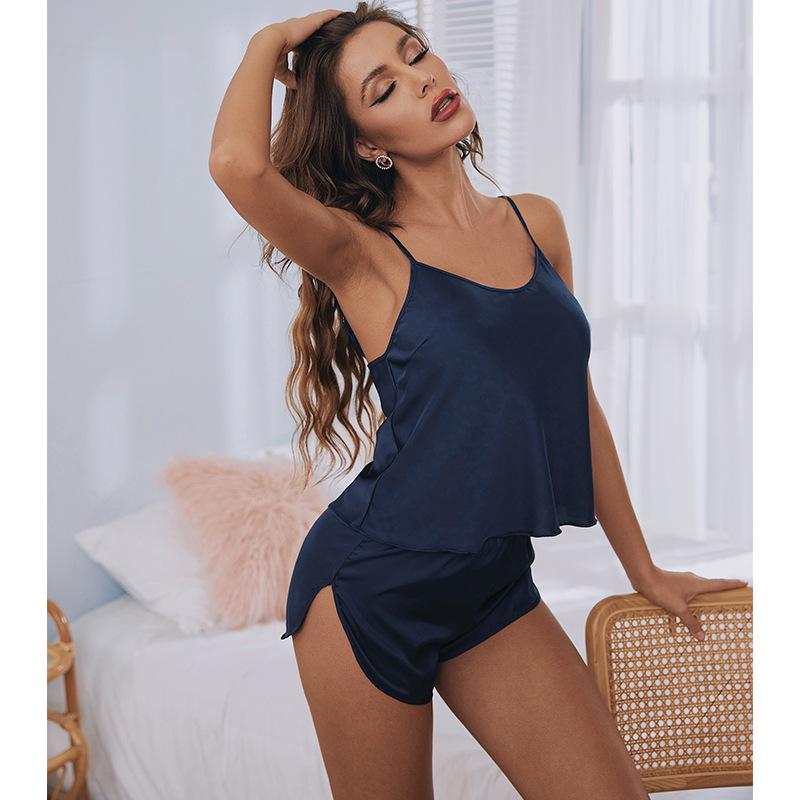 Yaoting Women's Satin Camisole Pajama Set - Two-Piece Summer Shorts
