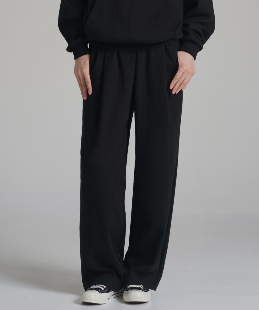 Noming One-Pleat Wide Sweatpants - Black