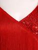 Women’s Ballroom Latin Bodysuit S-XXL Shiny Sequin Tiered Fringe Cami Jumpsuit Long Pants Unitard for Salsa Cha-Cha Tango Performance