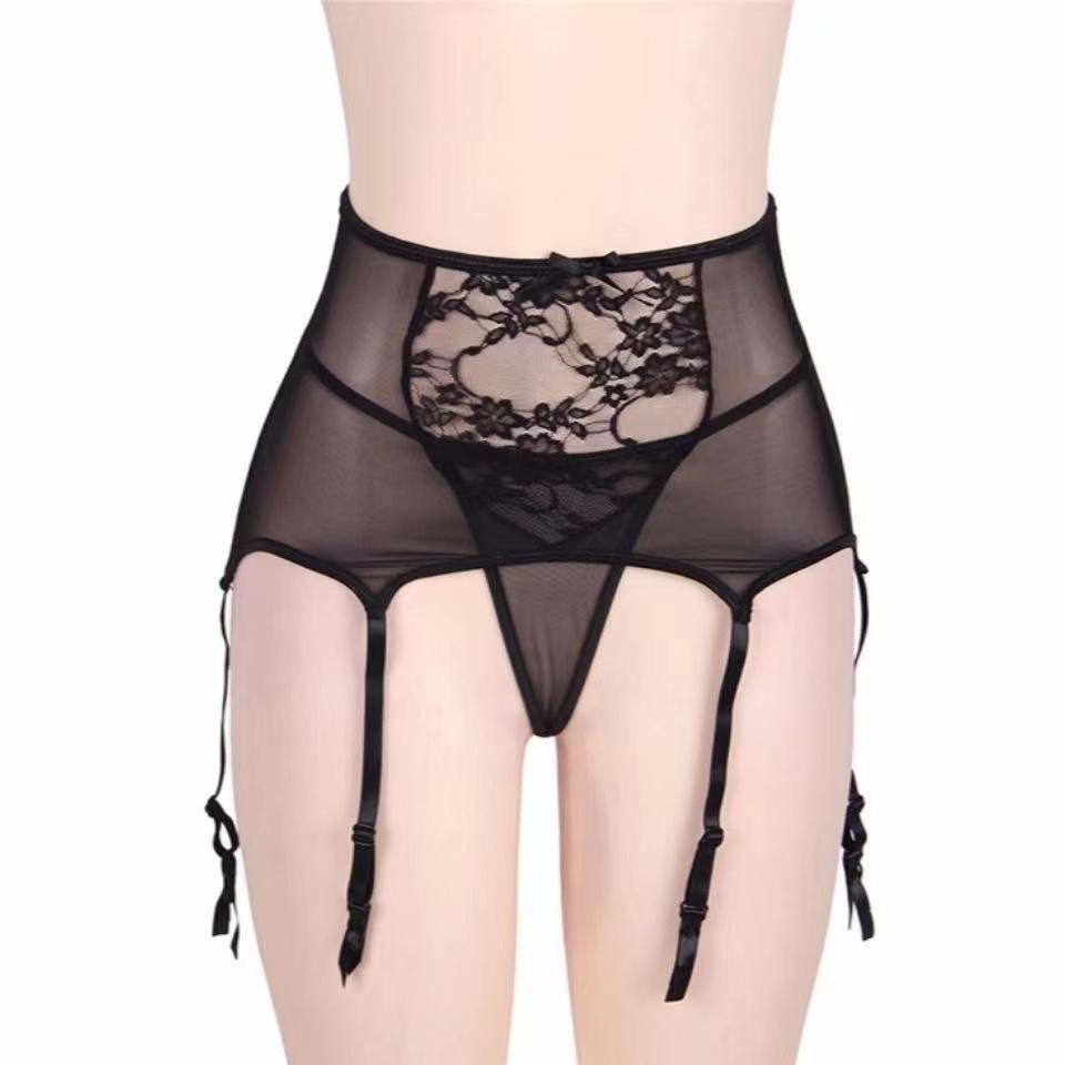 High Waist Garter Belt Women Sexy Mesh Suspender Belt Female Elastic Sexy Lingerie 6 Straps Crotchless Garters Night Club Wear
