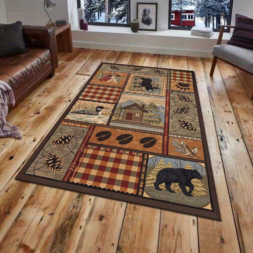 Retro Ethnic American Style Carpet for Living Room, Balcony & Bedroom