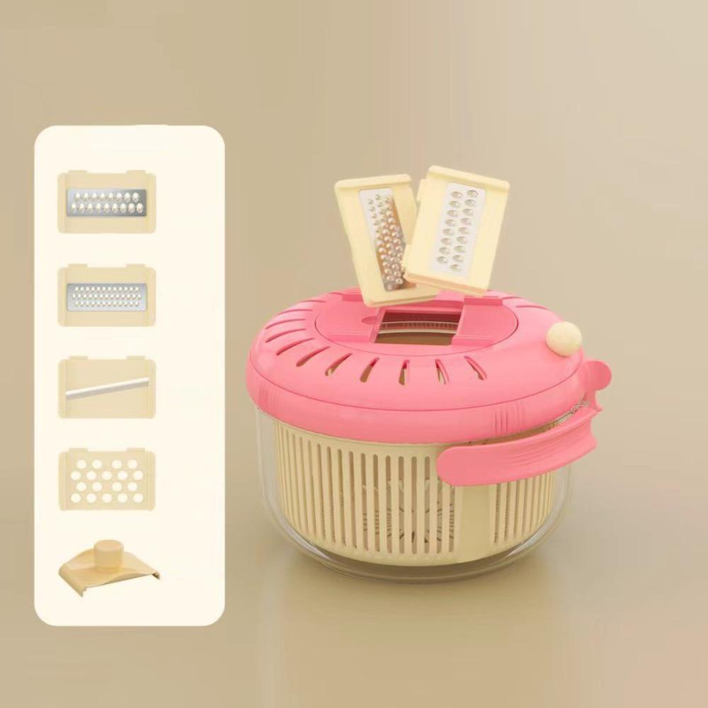 With Grater Attachment Rotating Vegetable Dehydrator Foldable Handle Fruits Drain Basket  Cooking розовый