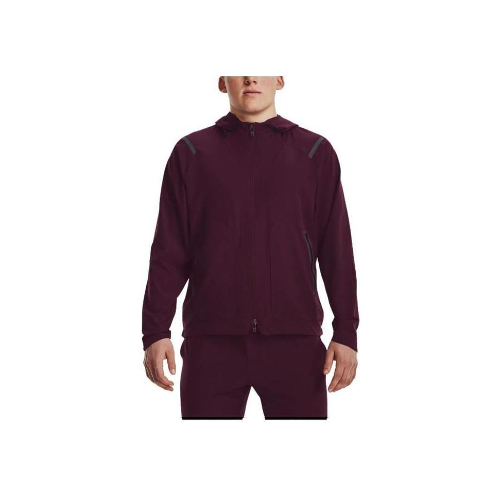 Under Armour Sun Protection Series Solid Color Zip-Up Drawstring Hooded Sports Woven Breathable Training Jacket Men Outerwear Rock-Purple 1370494-572