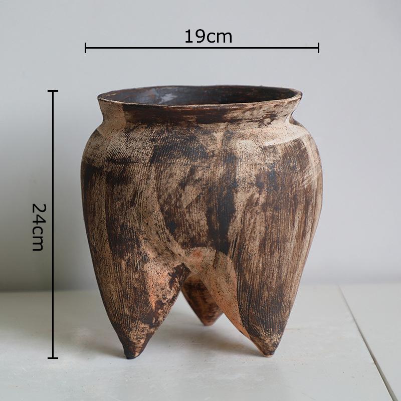 Three Legged Teeth Ceramic Vase Creative Retro Plant Pot Table Decoration Flowers Arrangement Floral Vases Room Aesthetic Decor