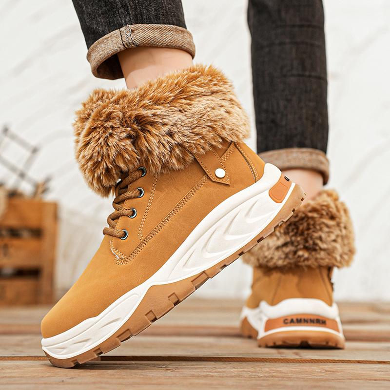 Men's High-top Outdoor Boots Large Size Hiking Boots Plush Warm Russian Winter Boots Men's Snow Boots