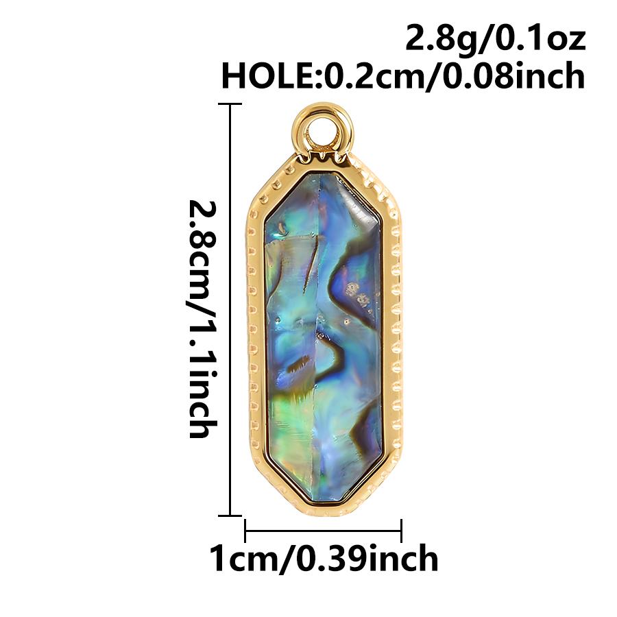 3pcs Geometric Charm Real Abalone Shell Stainless Steel Pendants For Jewelry Making Supplies Rectangle Round Pendant DIY Finding