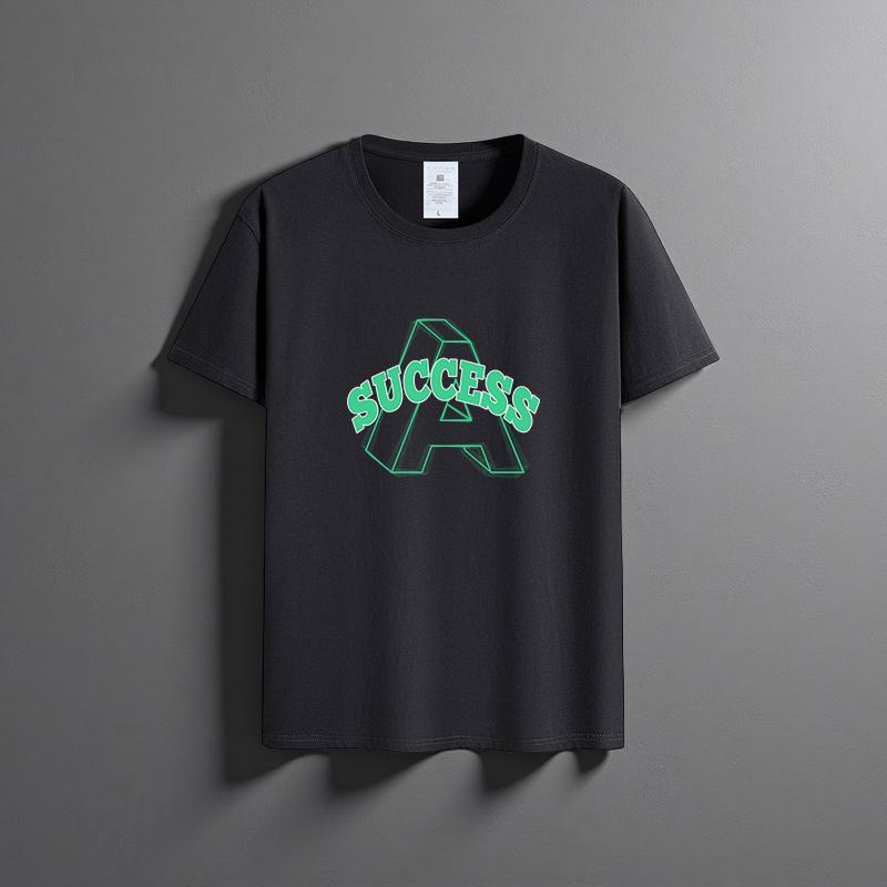 Summer New Unisex Versatile Pure Cotton T-shirt Fashionable Casual Round Neck Top Breathable Loose Fit Print Short Sleeved Shirt