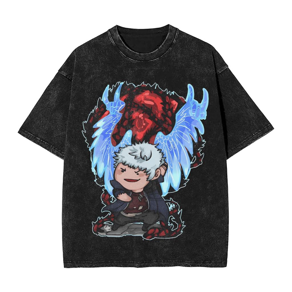 Devil May Cry Dante Manga Washed TShirt DMC Graphic Print TShirts for Men Women Clothing Cotton Oversized Short Sleeve Tees