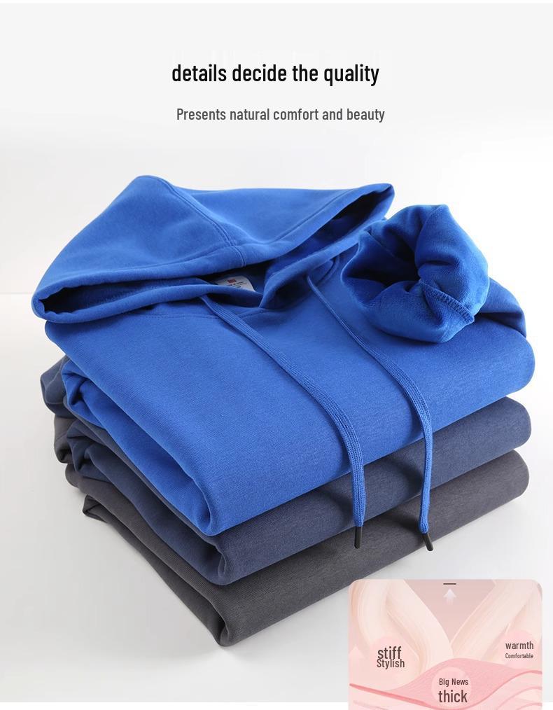 Men's Heavyweight Iron Gray Fleece Hoodie - Warm, Loose Fit for Autumn/Winter