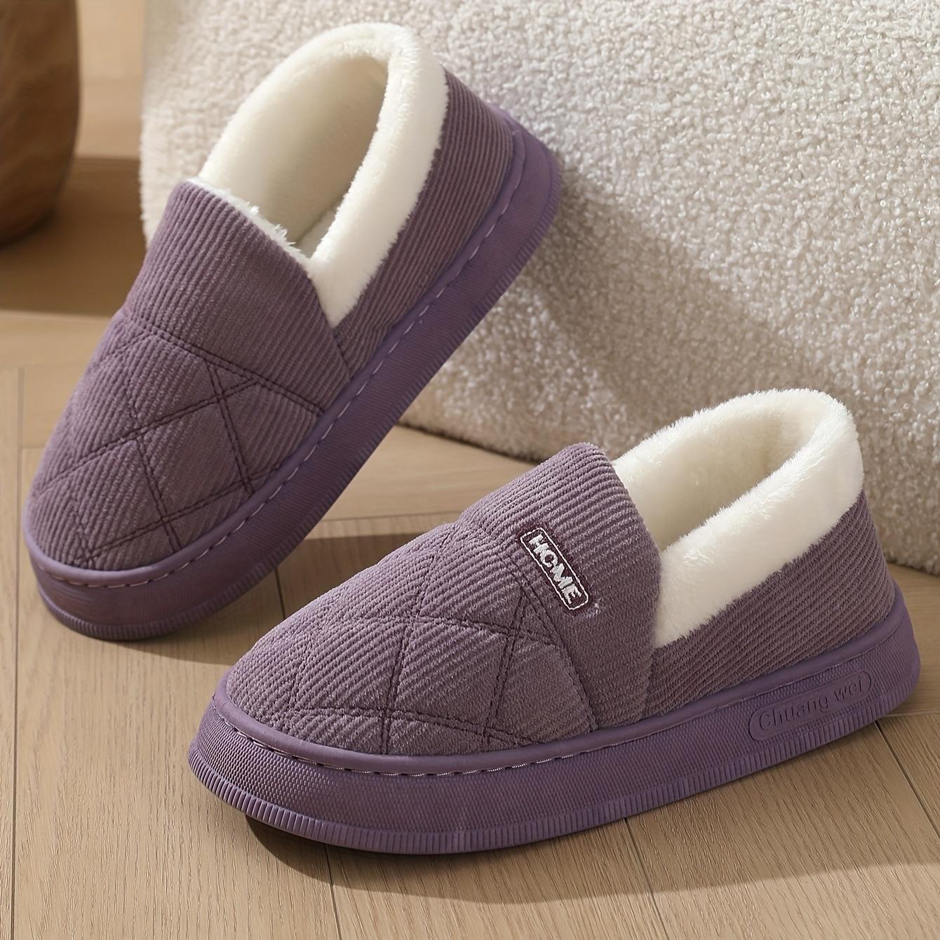 2025 Простые однотонные тапочки повседневная и удобная обувь с плюшевой подкладкой удобные домашние тапочки 36-37 фиолетовый 1769₽