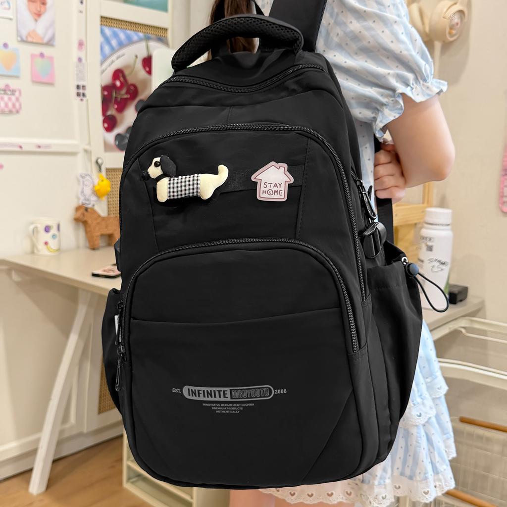 Schoolbag new Korean style INS niche backpack for girls' middle and high school students, stylish and large-capacity simple backpack