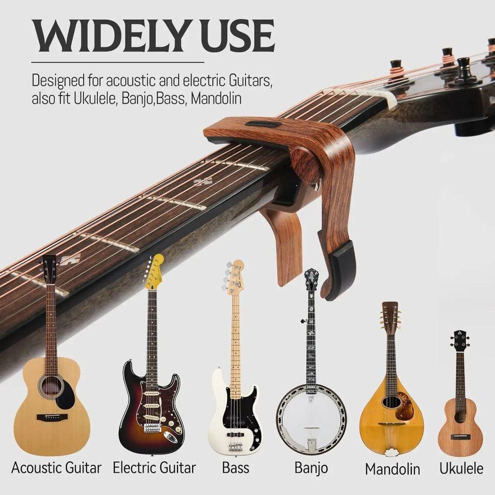 Stable Rubber Padded Guitar Capo Aluminum Zinc Zinc Alloy Guitar Pick Holder  Bass Guitar