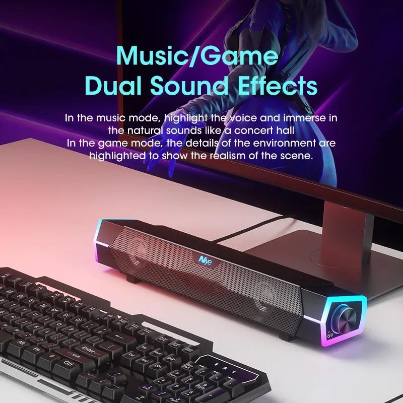 4D Stereo Sound Bar PC Speaker Surround Soundbar Bluetooth Wireless Wired Computer Speakers RGB Subwoofer for Laptop Theater TV