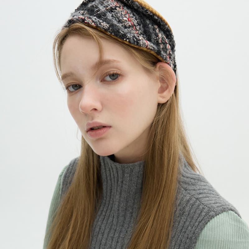 

Коричневая шляпка [ободок] Складной фасинатор - Твид GREY