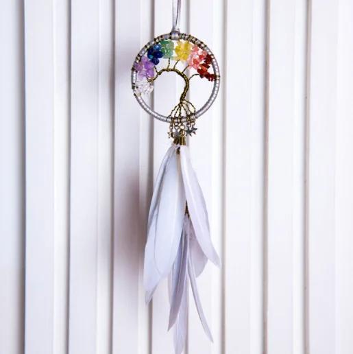 Mini 38cm Dream Catchers Hanging Car Kids Nursay Room Decoration Indian Style Feathers Pendants Bag Key Chains Wind Chimes