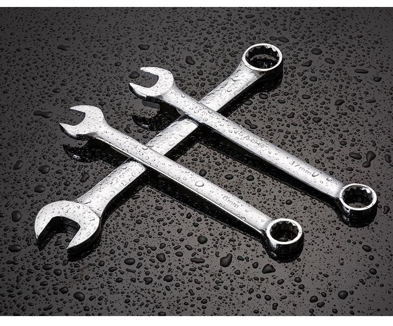 14-Piece Plum Blossom Open-End Double Wrench Set with Hanging Bag