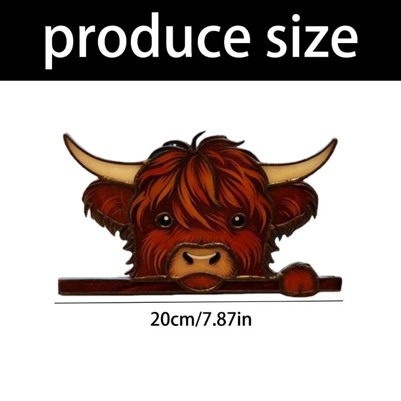 652F Funny Peeping Highlands Cow Window Decorations,Christmas Ornament for Shelf