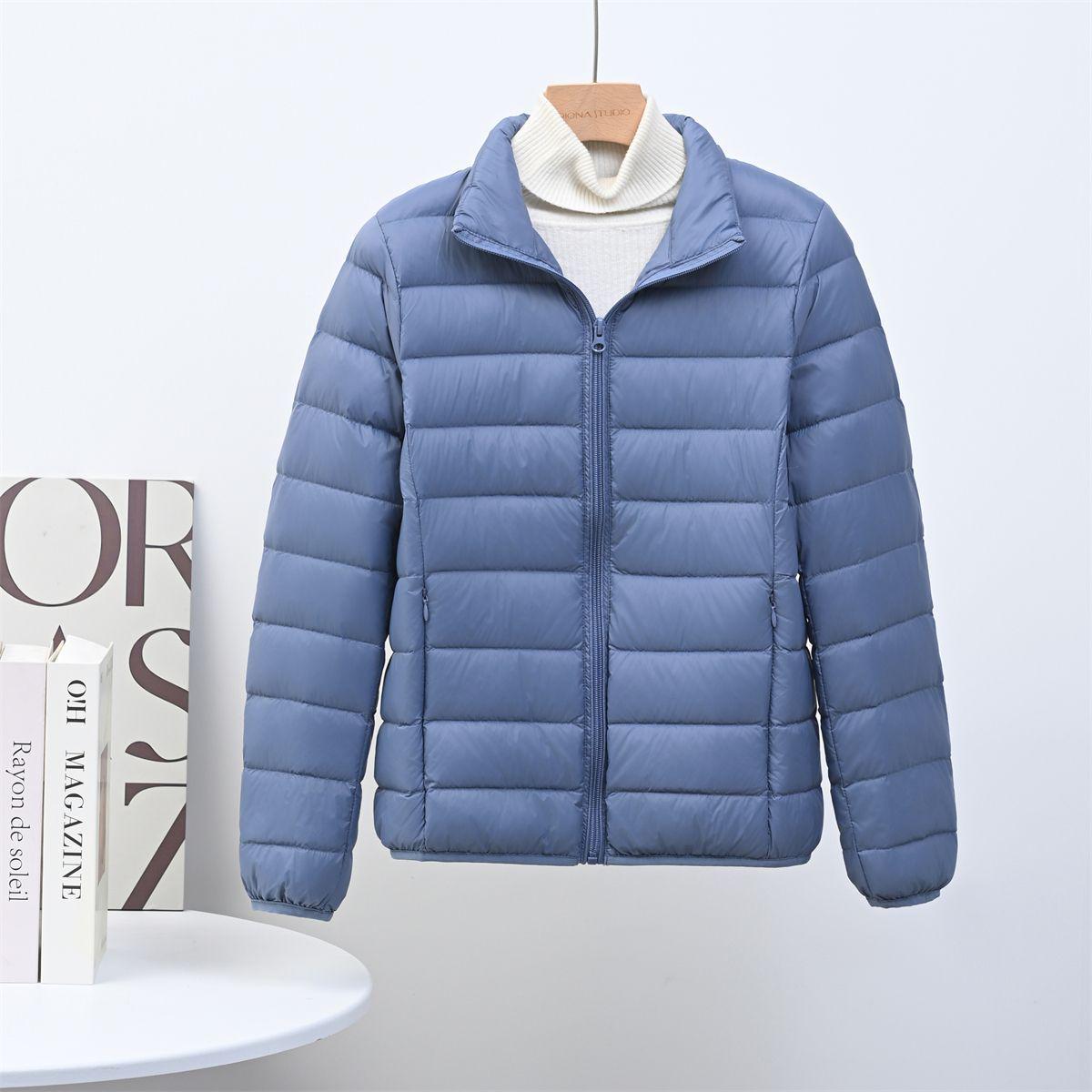 

2025 Осень/Зима Большой размер Легкая куртка пуховик со стойкой - Приталенная Повседневная Верхняя одежда для женщин 4XL