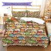 Cartoon Animal Art Pattern Bedding,Quilt Set Quilt Cover Pillowcase Home Birthday Gift (1 * duvet cover + 2 * pillowcase, without core)