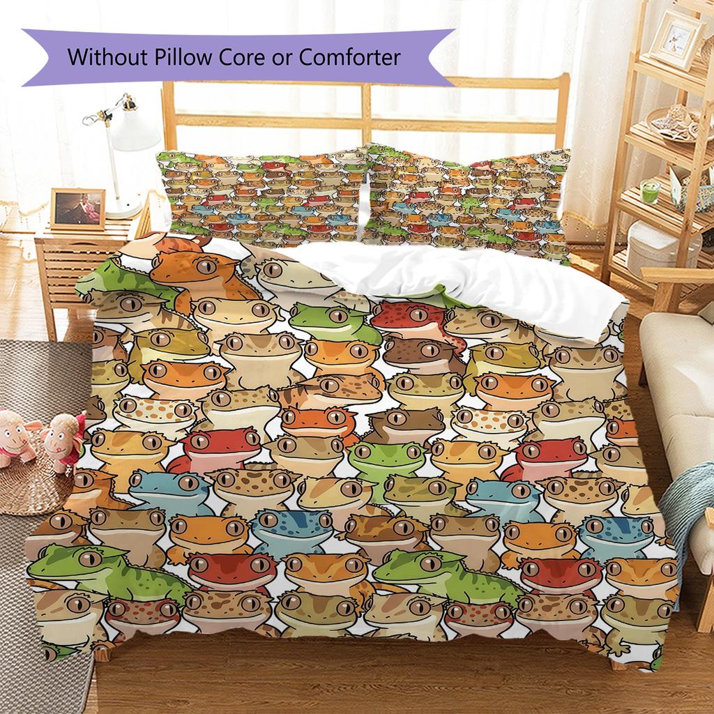 Cartoon Animal Art Pattern Bedding,Quilt Set Quilt Cover Pillowcase Home Birthday Gift (1 * duvet cover + 2 * pillowcase, without core)