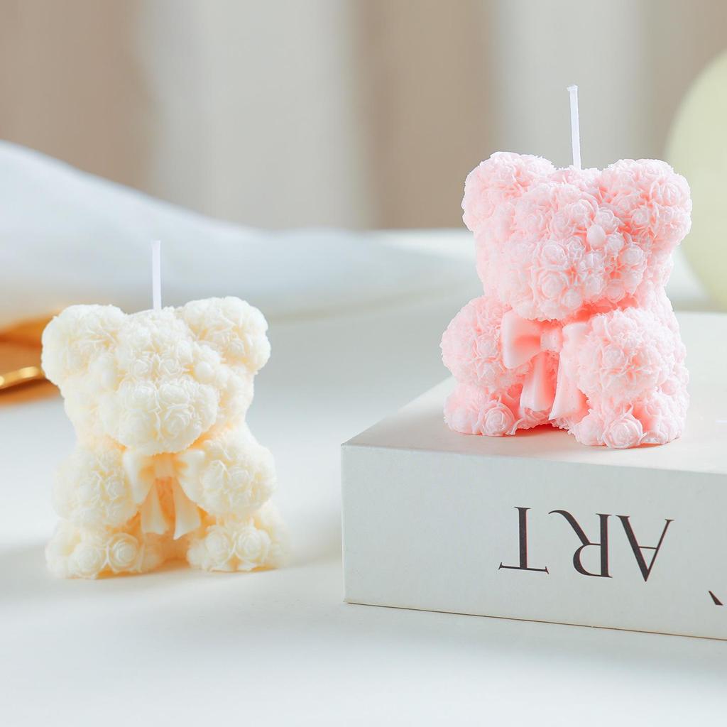 Goddess Festival Scented Rose Bear Candle - Elegant Gift for Birthdays & Home Decor