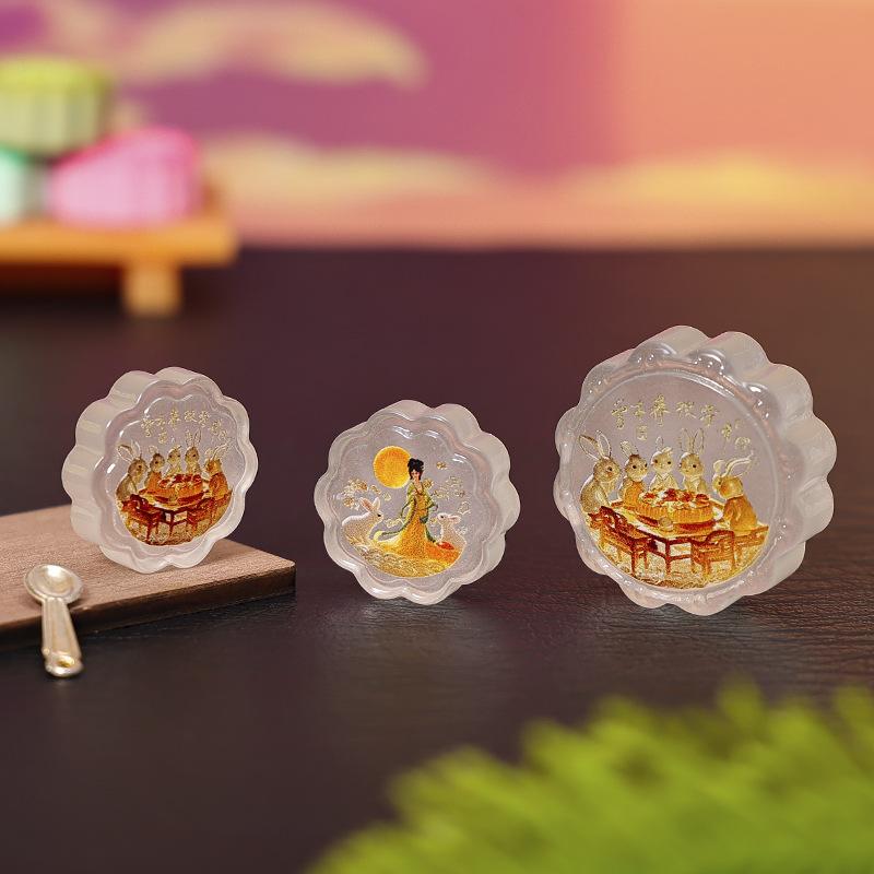 Mid-Autumn Festival Micro-landscape Simulation Creative Mooncakes, Chang 'e Rabbit Home Car Resin Craft Decorative Ornaments