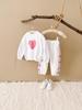Children's Wear 2026 Spring/Autumn Heart Print Top & Bowknot Pants Girls' Set