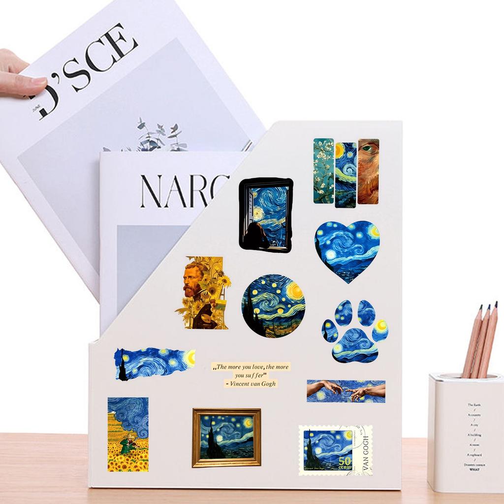 50Pcs/Set The Starry Night . Van Gogh Art Gallery PET Clear Stickers Waterproof DIY Fashion Decals Journal Stickers (2 Styles)