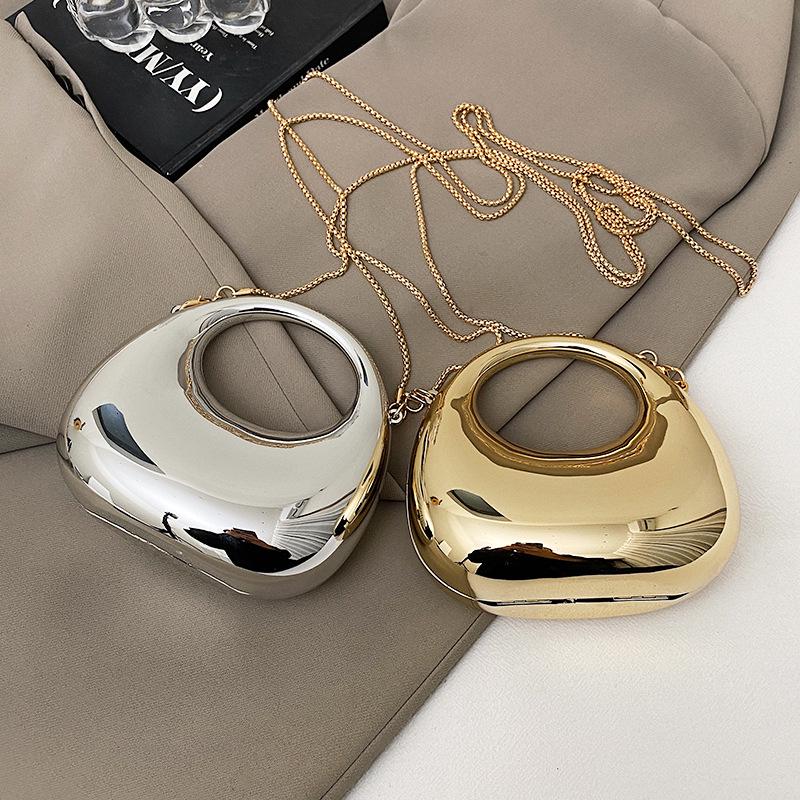 Women's Shiny Mini Crescent Chain Bag - Exquisite Lipstick & Coin Crossbody Purse