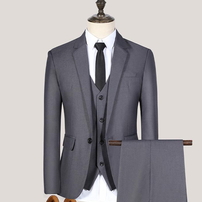 Men's 3 Piece Set Fashion Wedding Wear   Blazer+pants+vest Casual Business Work Wear Slim Fit Single Button Party Suit Coats Presenter Dress