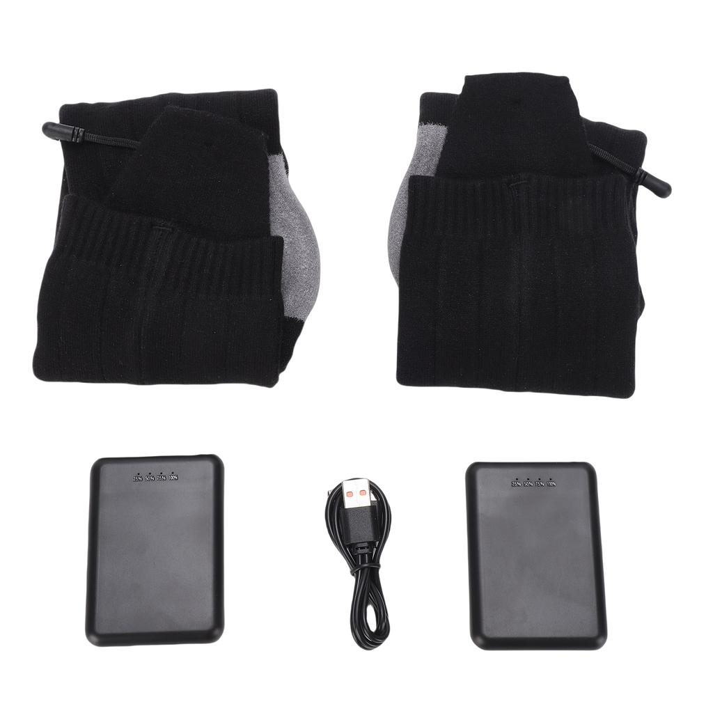 Heated Socks Black Washable Rechargeable Battery Operated Socks with 4 Heating Levels for Outdoor Skiing