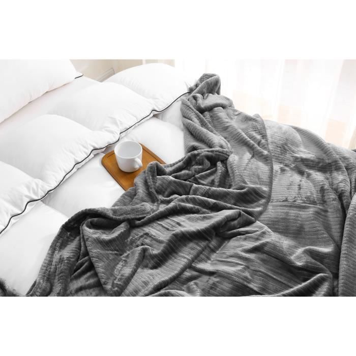 Couverture microflanelle 150x230 cm gris - 360gsm
