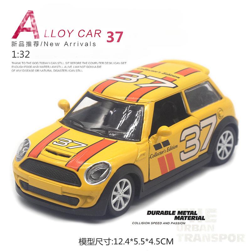 1:32 Alloy Mini Cooper Painted Rally Car Model Pull Back Door Opening Car Model Children'S Toy Gifts