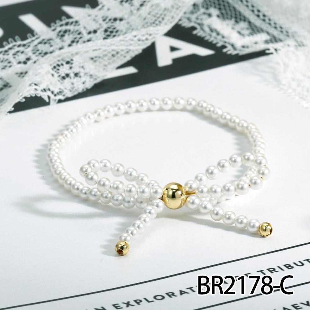 Literary Gentle Style Bow Knot Retro Color Block Rice Bead Layered Bracelet