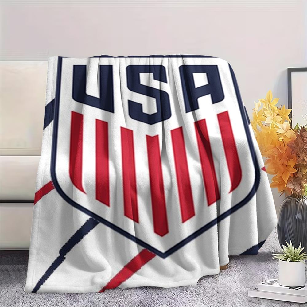 1Pc USWNT Print Flannel Blanket, High quality Comfortable for All Seasons, Home Decor, Warmth and Comfort, Perfect for Christmas GiftS