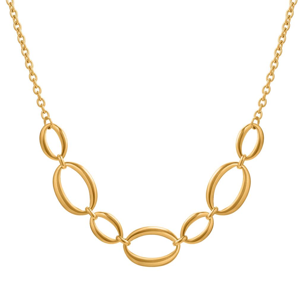 Stainless Steel Oval Handmade Chain Necklace Bracelet 18K Gold Plated Nc-2100