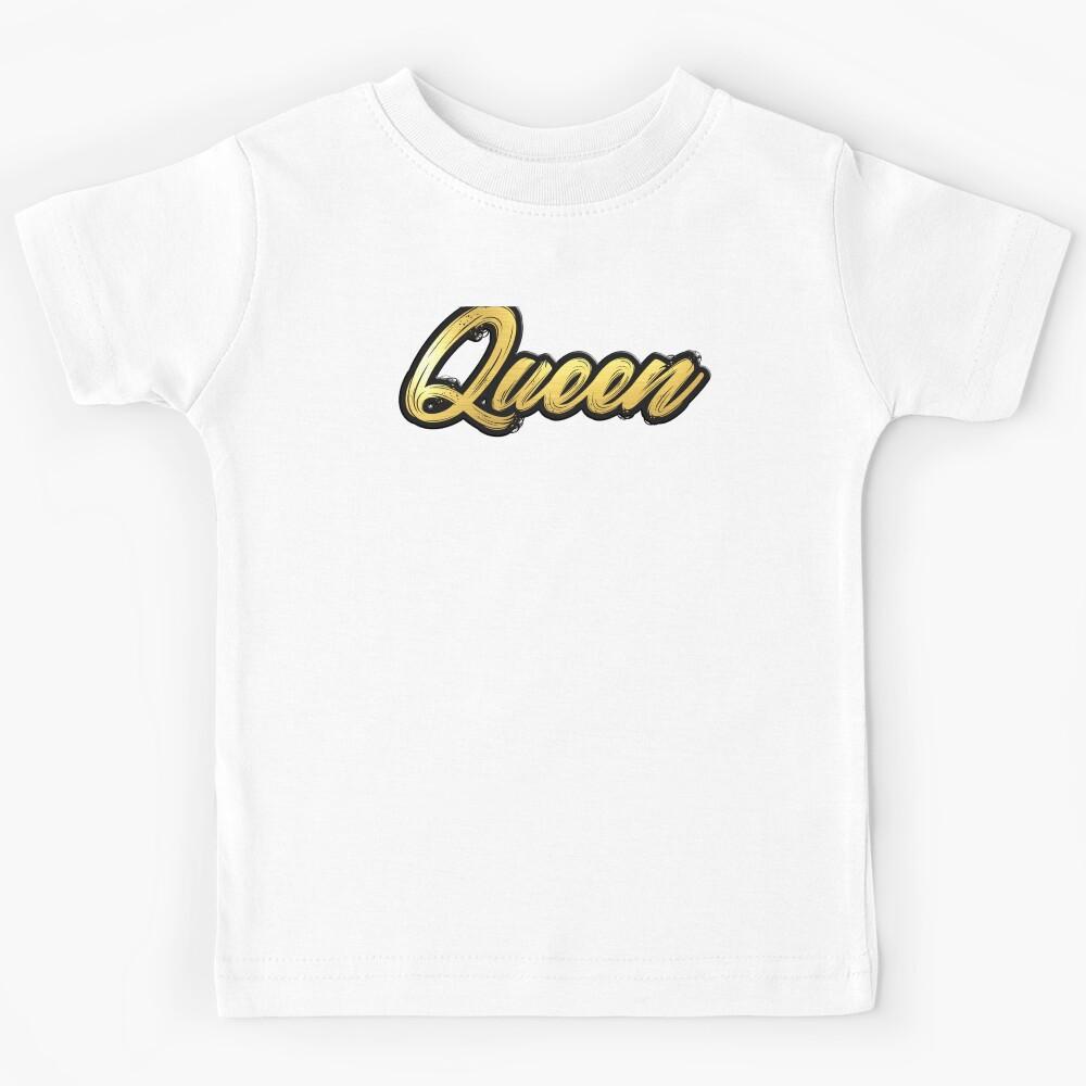 Shiny black and Gold QUEEN word ver4 Kids T-Shirt 120