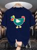 Unisex Cotton Tee Lovely Folk Colorful Hen Cartoon Graphic Print Loose Breathable Summer Crew Neck Casual Daily Tee Shirt For Unisex