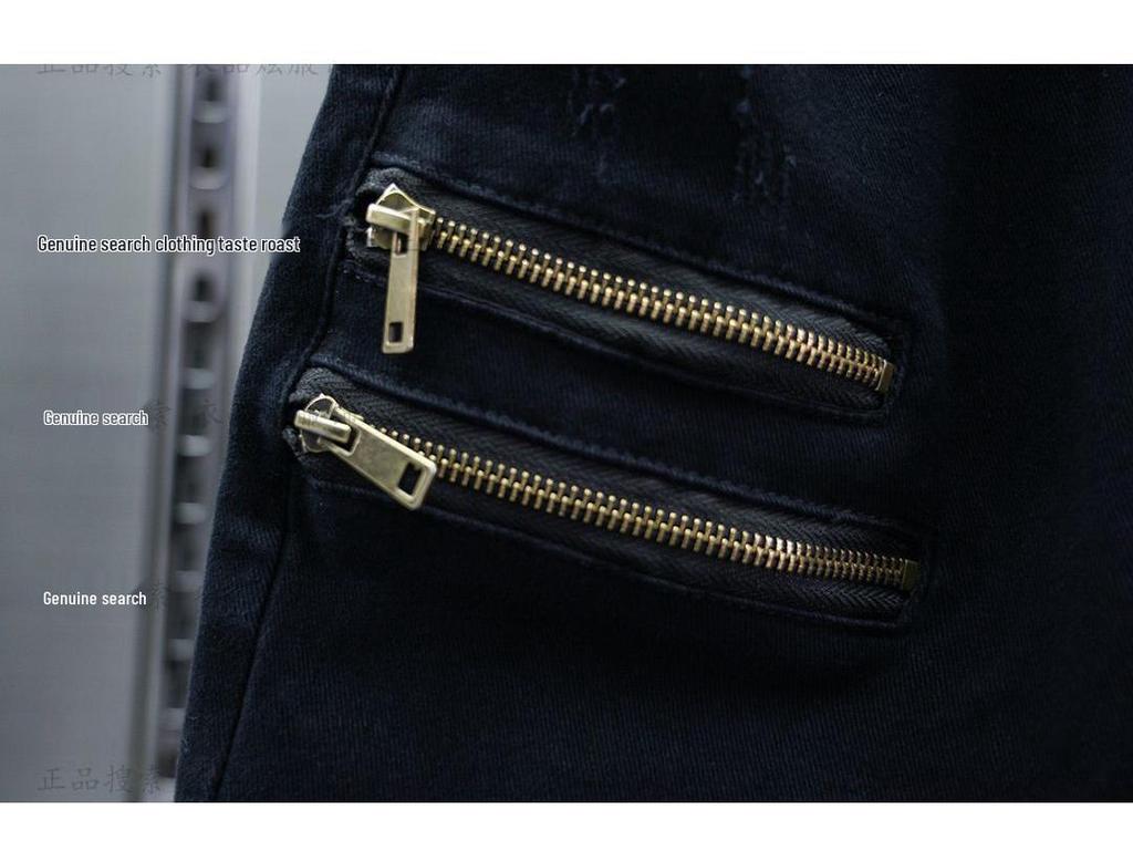 Trendy Men's Spring/Summer Elastic Casual Zipper Ripped Skinny Joggers Harajuku Long Pants