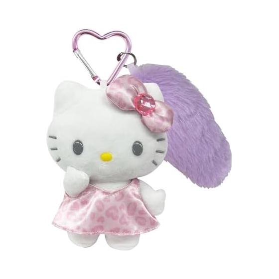[TCP] Hello Kitty Mascot Keychain with Tail Leopard (Pink) Cute Plush Mascot! With Heart Carabiner! Fluffy Tail is Cute!! Cute on Your Bag!!