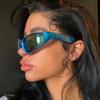 Steampunk Y2K Sunglasses Women Men Brand Design Sports Punk Sun Glasses Summer Unisex Blue Mirror Shades UV400